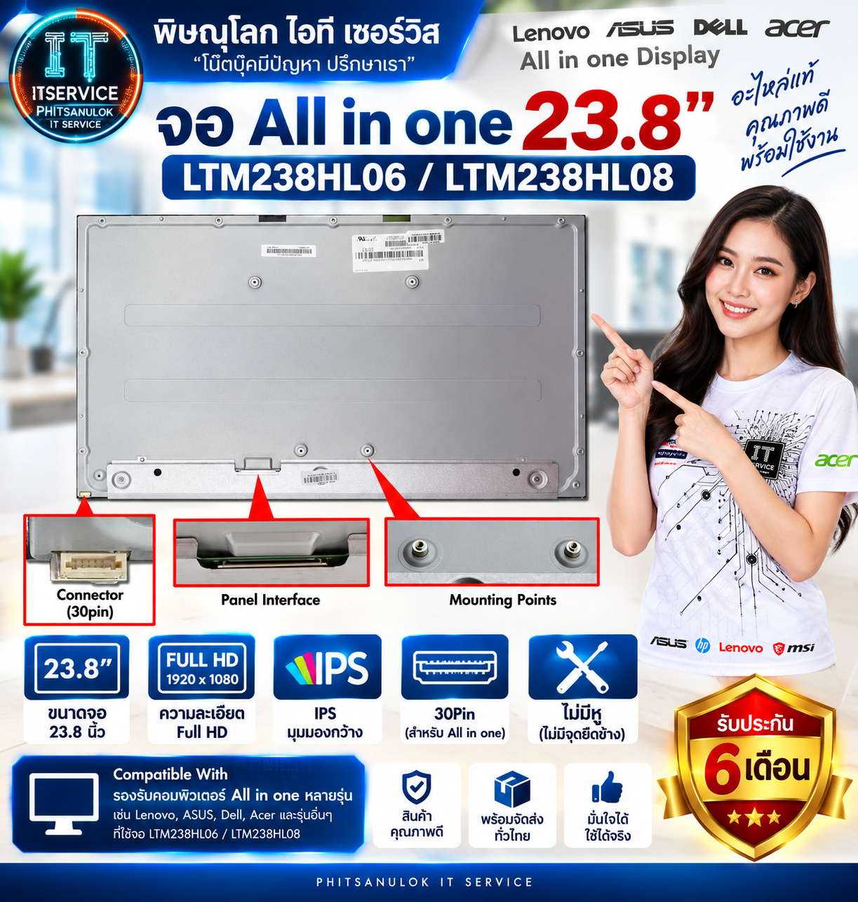 OEM จอall in one 23.8Full hd IPS(LTM238HL06,LTM238HL08)